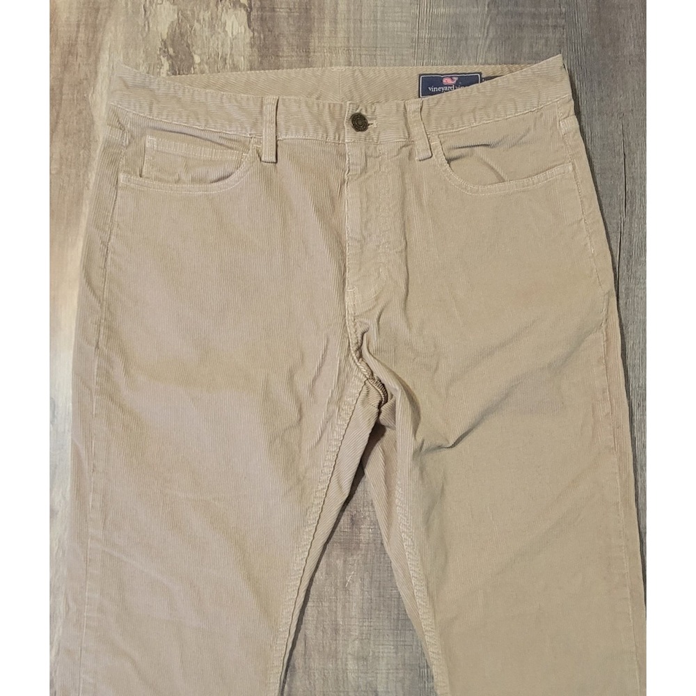 Vineyard Vines Mens 32x30 5 Pocket Corduroy Pants Beige Tan Straight Fit EUC